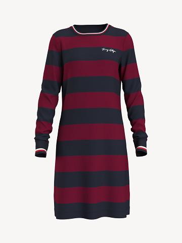 Női Tommy Hilfiger Essential Stripe Favorite T-Shirt Dresses Sötétkék Színes | HU 77FDN
